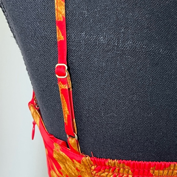 NWT UO Bustier Floral Mini Dress Orange/Red Gold Size S - Picture 7 of 15